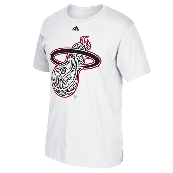 NBA Men Miami Heat adidas Noches Enebea Mask TShirt White